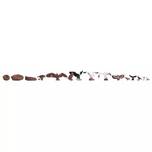 Set de 12 oiseaux et 3 nids - Noch 15775 - HO 1/87