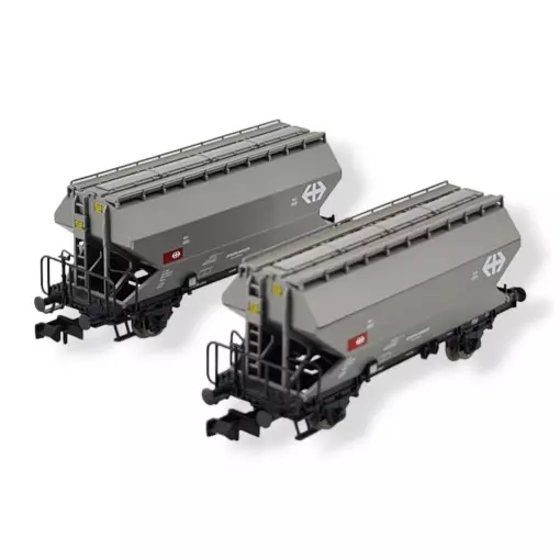 Set of 2 Fleischmann grain silo wagons 830311 - N 1/160 - CFF - EP V
