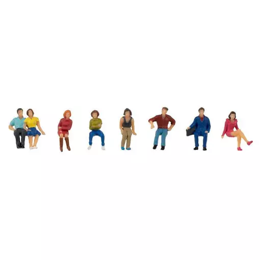 Set of 8 seated male and female passengers Faller 151618 - HO : 1/87