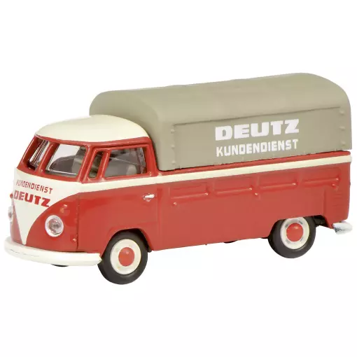 Lieferwagen mit Plane rot und grau, Deutz - HO 1/87 - Schuco
