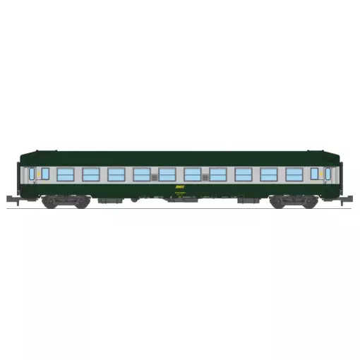 Voiture couchettes UIC B9c9x, toit haut, livrée C160 vert-alu - Ree Modèles NW345 - N 1/160 - SNCF - Ep IV - 2R