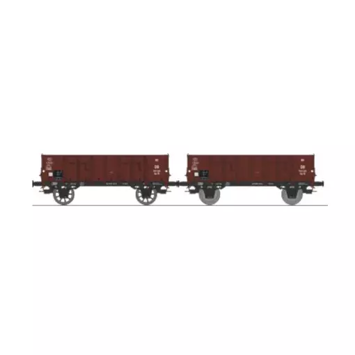 Set de 2 wagons tombereaux Ludwigshafen caisse métallique N°701 125 Om19 et 703 201 Om19 - Ree Modèles WB926 - HO 1/87 - DB - Ep III - 2R