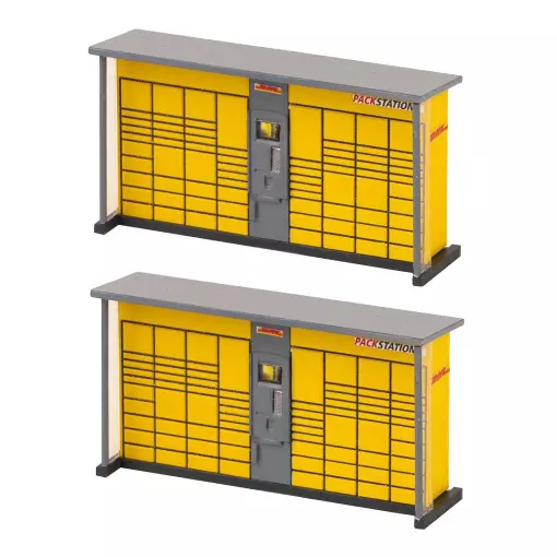 2 stazioni di imballaggio DHL Faller 180281 - HO: 1/87 - 50 x 15 x 27 mm