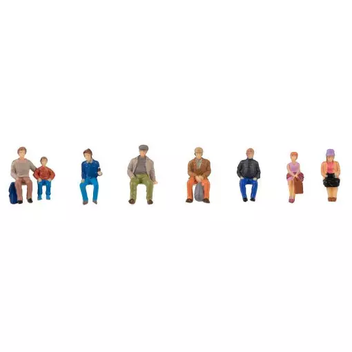 Lot de 8 personnages voyageurs assis Faller 151619 - HO : 1/87