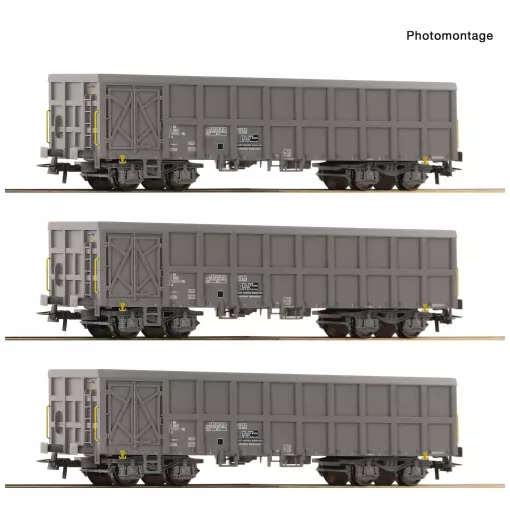 Coffret de 3 wagons marchandises ouverts - Roco 6600203 - SNCF - HO 1/87 - EP. V, VI