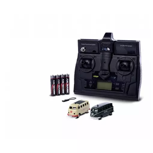 Bus VW T1 Police + ambulance combo 2.4G LCD - Carson 500504152 - HO 1/87 