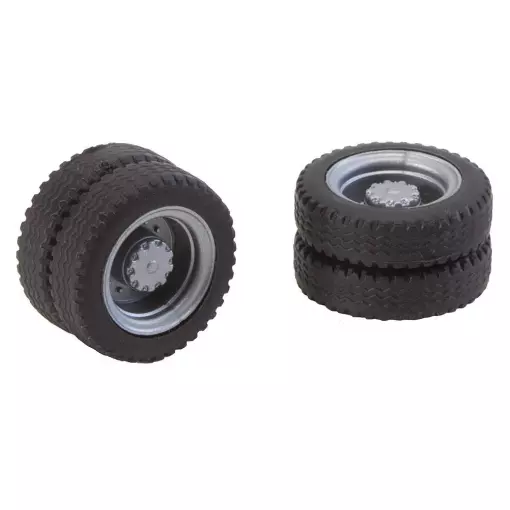 Lot de 2 roues complètes jumelées NQ - FALLER 163103 - HO 1/87