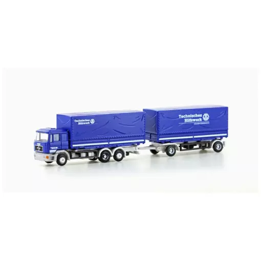 Camion MAN F90 + REMORQUE CAISSE MOBIEL - HOBBY 66 / LEMKE 4636 - N : 1/160 - EP. IV/V