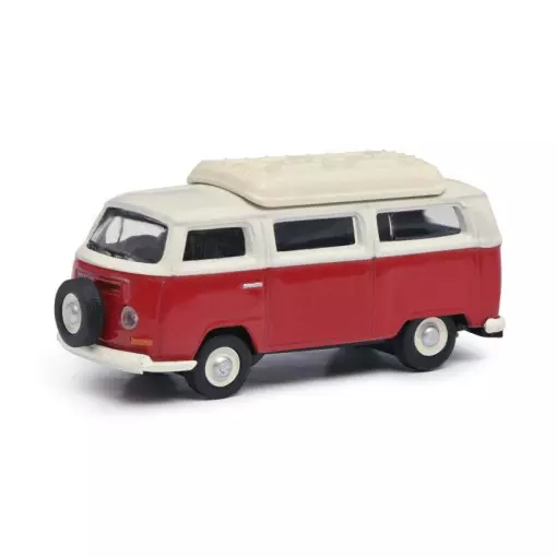 Volkswagen T2a Wohnmobil rot und weiß SCHUCO 452665912 - HO 1/87
