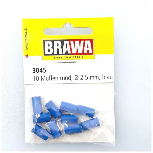 Sachet 10 Fiches Femelles de couleur Bleue Brawa 3045 - 2.5 mm - HO : 1/87