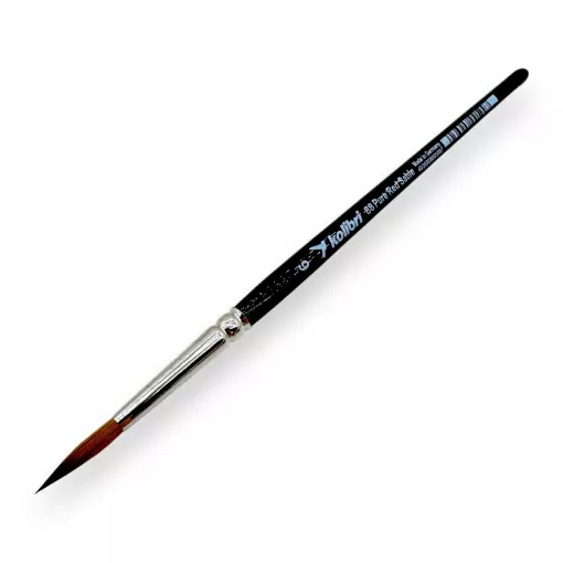 Pinceaux N°06 pour aquarelle en poil de martre rouge, virole argentée, manche court - Kolibri 0088/06
