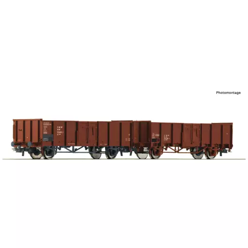 Set of 2 wagons tombereaux Roco 77035 - HO 1/87 - DR - EP IV