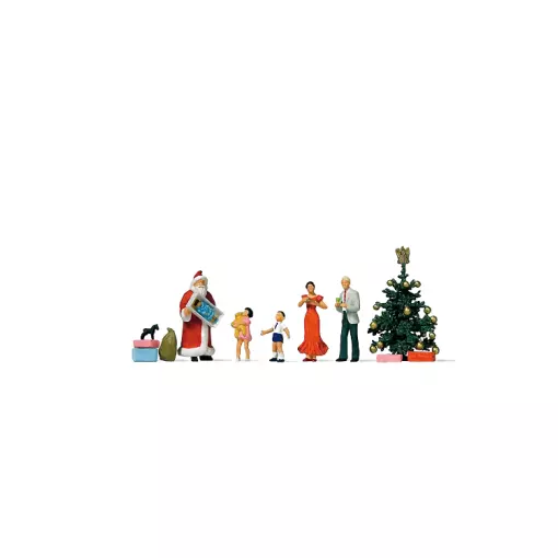 Lot de personnage de Noël avec accessoires PREISER 10652 HO 1/87