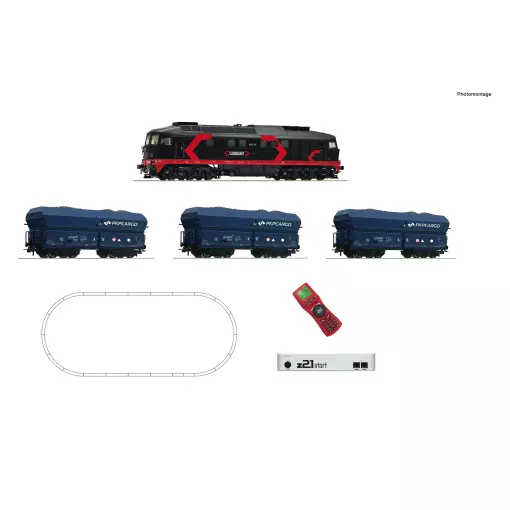 Class 232 diesel locomotive with a PKP freight train - Roco 51342 - HO 1/87th