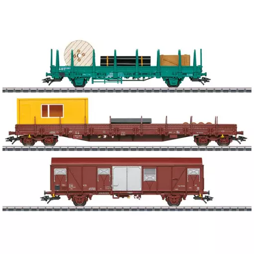 Set of 3 Marklin 49956 utility wagons - HO: 1/87 - SNCB - EP V
