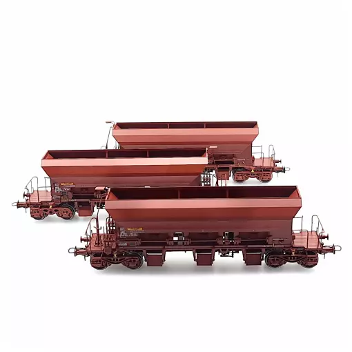 Set of 3 F70 Uas REE Hopper Wagons Models WB682 - HO : 1/87 - SNCF - EP IV / V