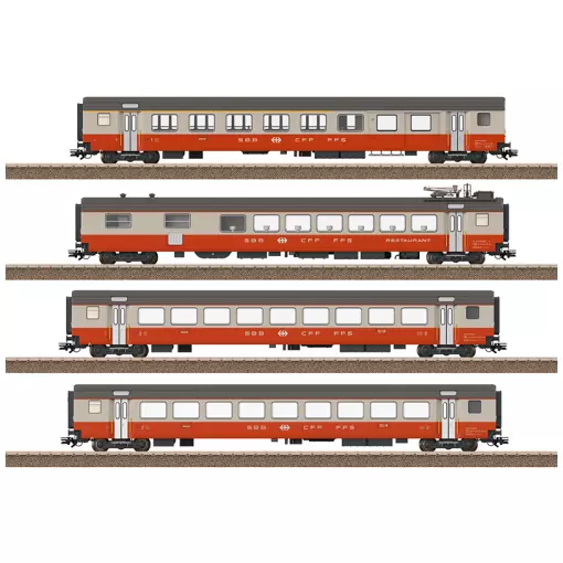 Coffret de voitures voyageurs Swiss Express - Trix T23690 - SBB/CFF/FFS - HO 1/87 - EP. IV - 2R