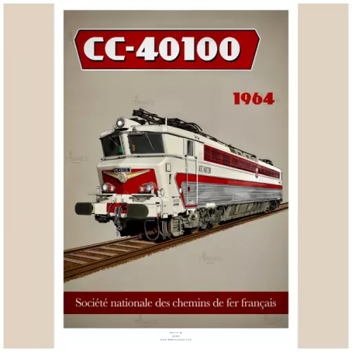 Poster locomotief CC 40100 - 800tONNES - 1964 - A2 42,0 x 59,4 cm - SNCF