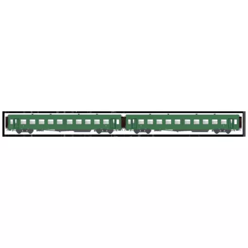 Set de 2 voitures voyageurs USI livrée verte, 2 x Bmyfi U60, marquage 1956 - Models World 40021 - HO 1/87 - SNCF - Ep III - 2R