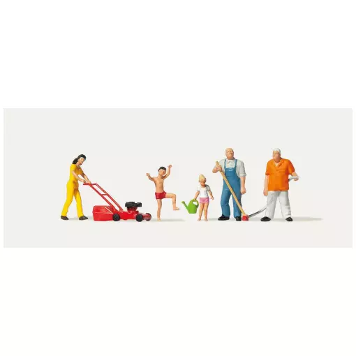 Set of 6 garden figures Merten 0212587 adults & children - HO 1/87