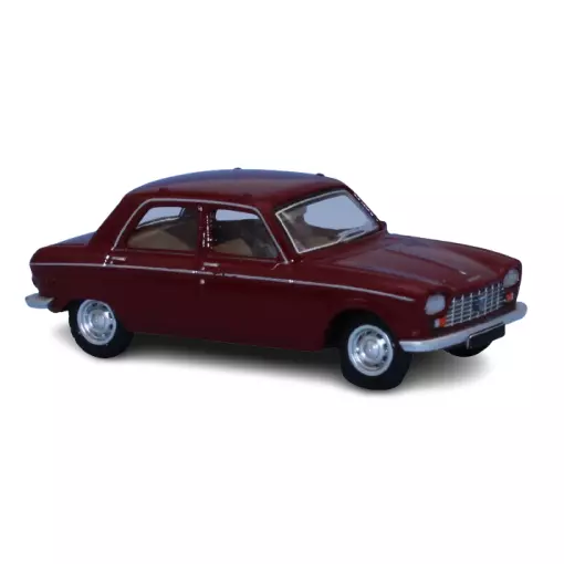 Voiture Peugeot 204 berline de 1968 rouge pourpre SAI 6253 - HO 1/87