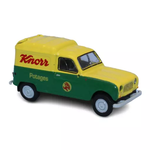 Auto Renault R4 Knorr geel en groen bestelwagen SAI 2449 BREKINA 14752- HO : 1/87
