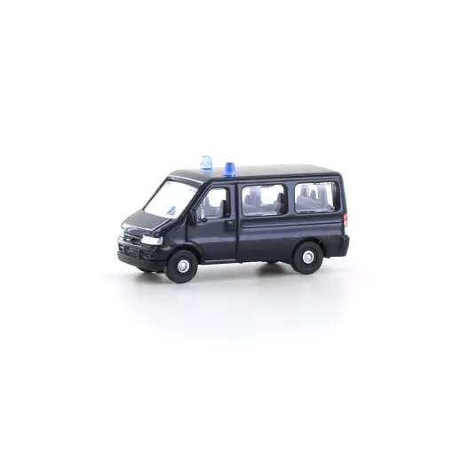 Bus Fiat Ducato II, bleu foncé avec gyrophares bleus - Minis LC61311 - N 1/160 