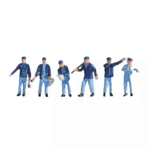 Set of 6 Railway figures in blue uniform SAI 335 - HO : 1/87