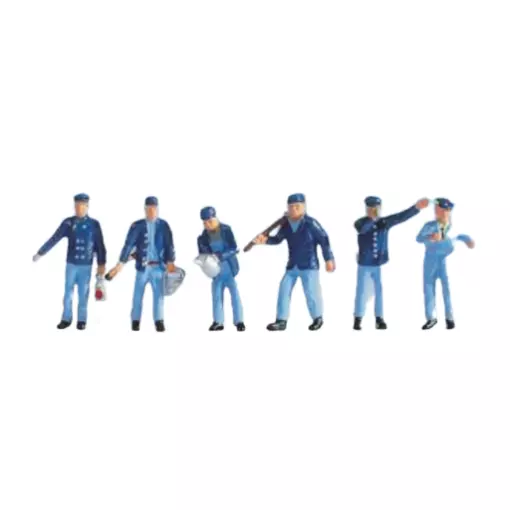 Set van 6 spoorwegfiguren in blauw uniform SAI 335 - HO : 1/87