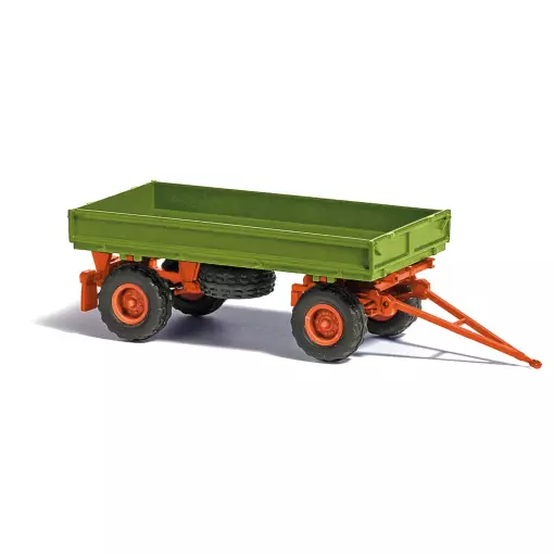 Remorque trailer IFA HW60 - Verte et rouge - Busch 53014 - HO 1/87