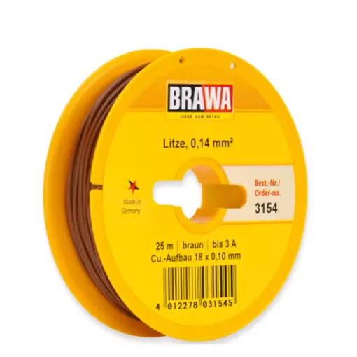 Bobine de Fil - 25 Mètres - Marron - Section 0.14 mm² - BRAWA 3154 - Universelle 