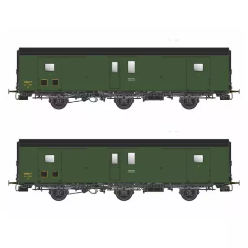 Set de 2 fourgons Dqd²m PLM 3 essieux métallisés - Models World MW 102 - HO 1/87 - SNCF - Ep IIIb - 2R