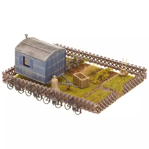 Arbeiderstuin met stacaravan FALLER 180490 - HO 1/87