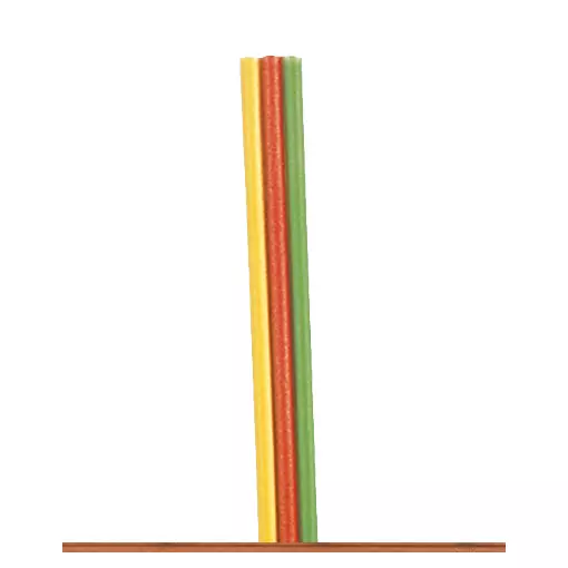 Bobine de fil triple-ligne plat - 25m - 0.14mm2 - jaune/rouge/vert - Brawa 32393