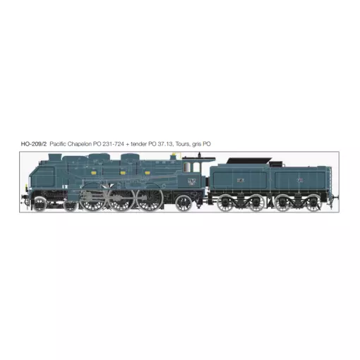 Pacific Chapelon Steam Locomotive with Tender - LEMATEC HO-209/2S - HO 1/87 - Digital Sound