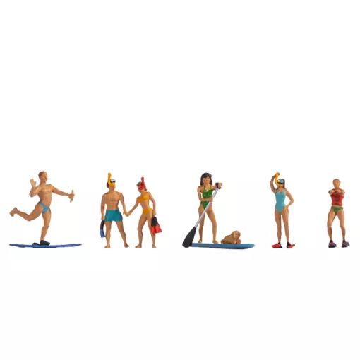 Pack of 6 water sport figures NOCH 15849 HO : 1/87th