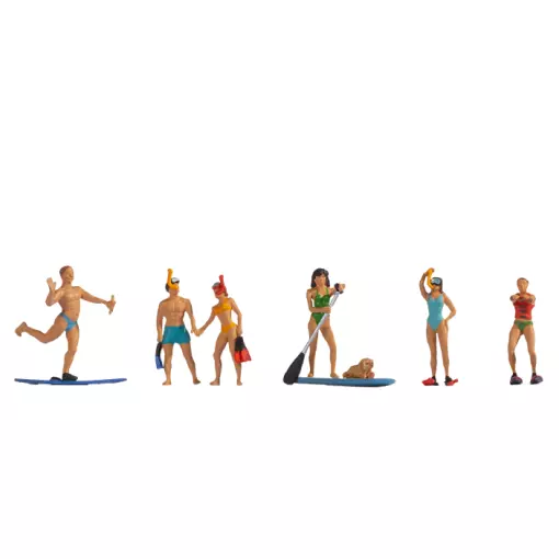 Set van 6 watersportfiguren NOCH 15849 HO : 1/87e