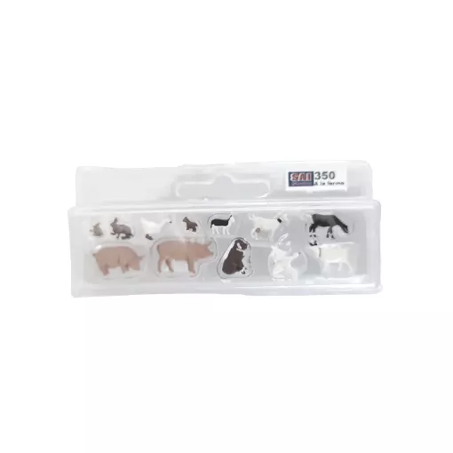 Lot de 12 animaux à la ferme et domestique SAI 350 - HO : 1/87