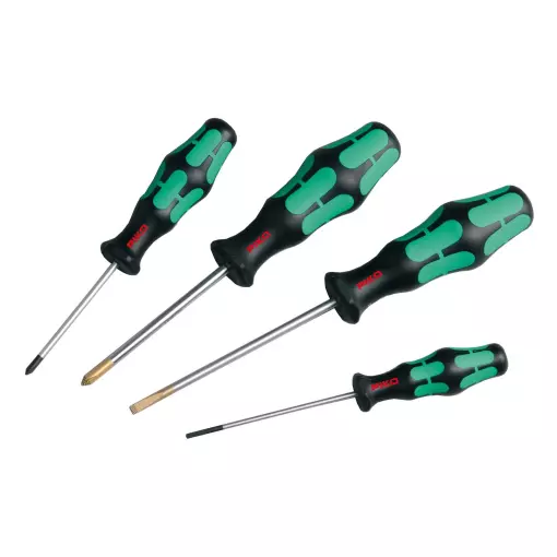 Set of 4 PIKO G 35420 screwdrivers - 2 Phillips (0, 1) & 2 Flat (2.5mm, 4mm)