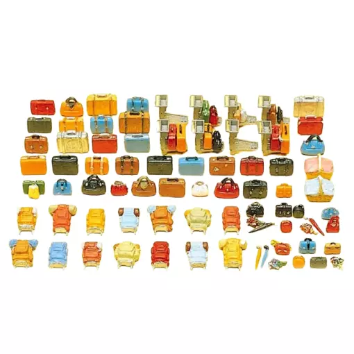 Pack de 90 Bagages à Peindre - Preiser 17005 - HO 1/87 
