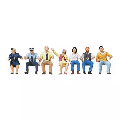 7 Figure sedute PREISER 10406 - HO 1:87 - personale del trasporto pubblico