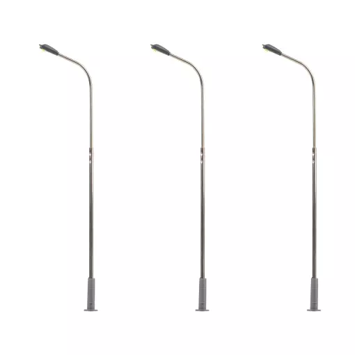 Lot de 3 lampadaires simple avec LED - HO 1/87 - Faller 180100