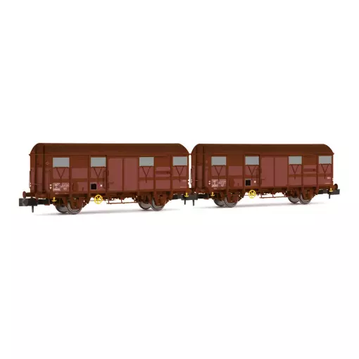 Set of 2 Kv Permaplex boxcars ARNOLD HN6570 - SNCF - N 1/160 - EP III