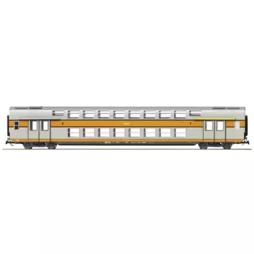 Voiture VB2N mixte première/seconde classe avec logo encadré jaune - Vitrains 3159 - HO 1/87