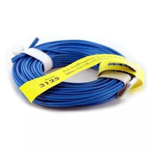 Nappe de 2 câbles électriques bleus 0,14 mm² - 5 mètres de longueur - BRAWA 3125