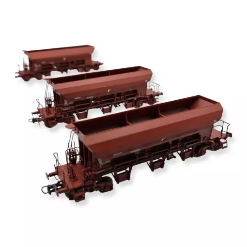 Set of 3 F70 UAS REE hopper wagons Models WB808 - HO 1/87 - SNCF - EP V/VI