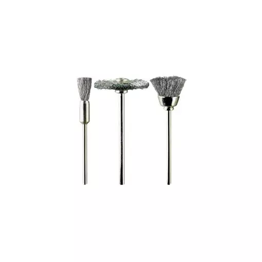 Set of 3 steel brushes | PGM.4020 | Diameters 5, 12 and 21mm