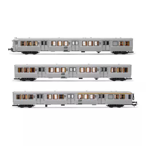Set of 3 original grey RIB 70 passenger carriages JOUEF 4150 SNCF - HO 1/87 - EP IV