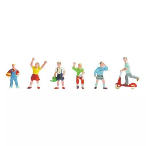 Set of 6 figures, group of girls / boys SAI 334 - HO : 1/87