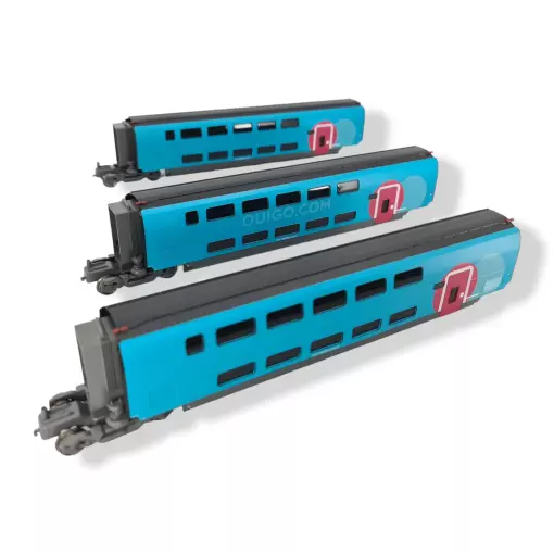 Set de 3 vagones para TGV Duplex OUIGO JOUEF HJ3010 SNCF HO 1/87 EP VI